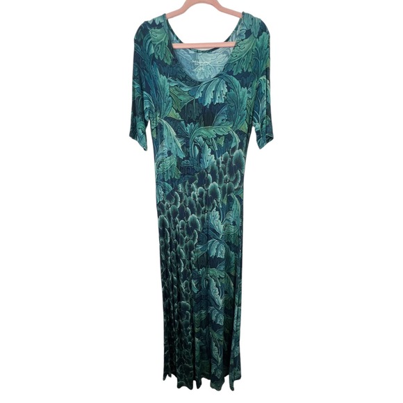 Soft surroundings Saunterre Tropical Green Leaf Print Maxi Dress - Picture 4 of 8